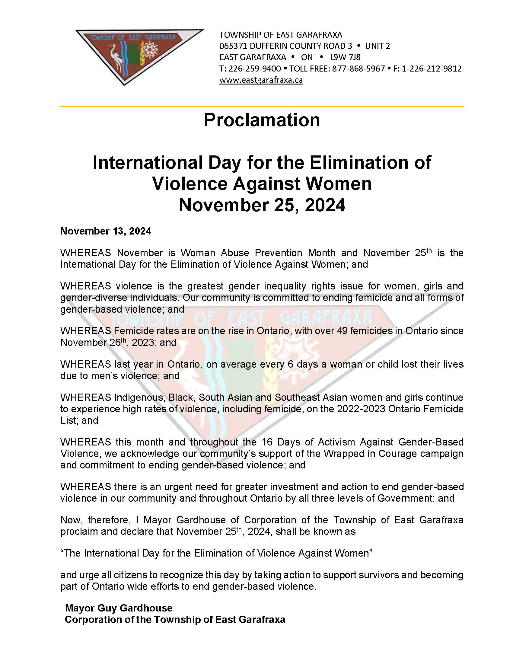 International Day for the Elimination of Violence Against Women